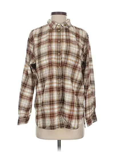 Pre-owned American Eagle Outfitters Long Sleeve Button Down Shirt In Brown
