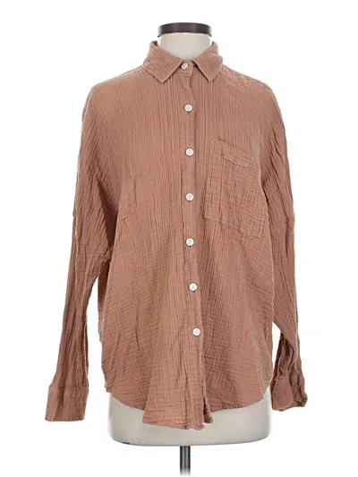 Pre-owned American Eagle Outfitters Long Sleeve Button Down Shirt In Brown