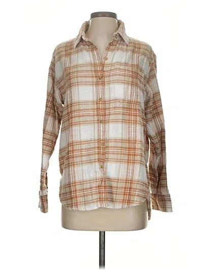 Pre-owned American Eagle Outfitters Long Sleeve Button Down Shirt In Brown