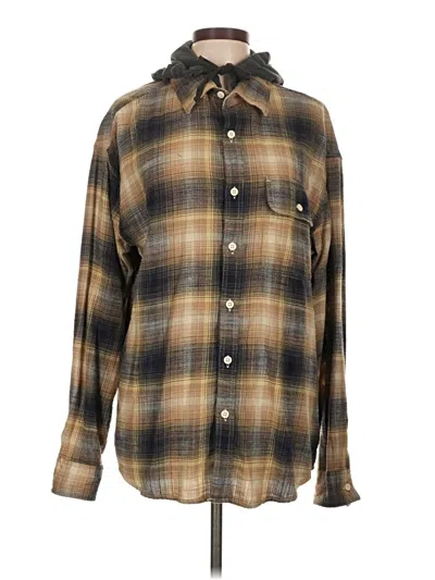 Pre-owned American Eagle Outfitters Long Sleeve Button Down Shirt In Brown