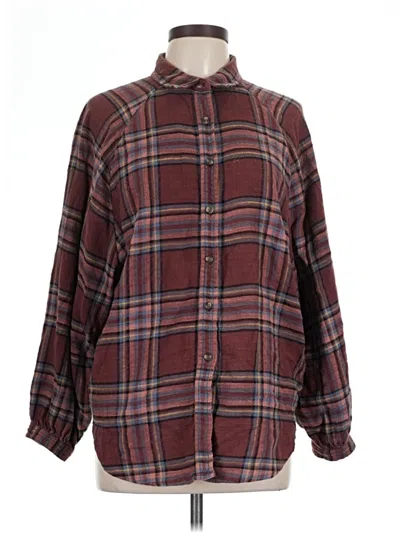 Pre-owned American Eagle Outfitters Long Sleeve Button Down Shirt In Burgundy