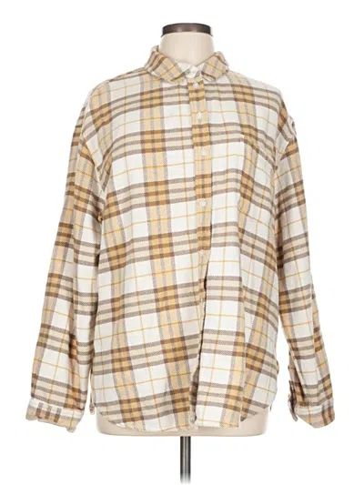 Pre-owned American Eagle Outfitters Long Sleeve Button Down Shirt In Gold