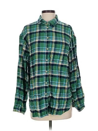 Pre-owned American Eagle Outfitters Long Sleeve Button Down Shirt In Green