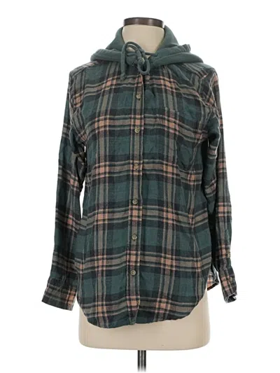 Pre-owned American Eagle Outfitters Long Sleeve Button Down Shirt In Green
