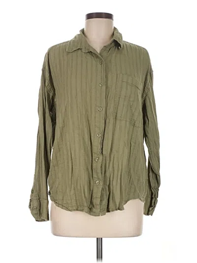 Pre-owned American Eagle Outfitters Long Sleeve Button Down Shirt In Green