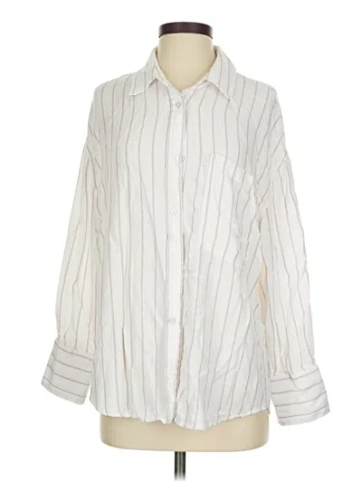 Pre-owned American Eagle Outfitters Long Sleeve Button Down Shirt In Ivory