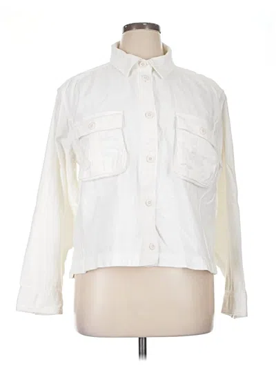 Pre-owned American Eagle Outfitters Long Sleeve Button Down Shirt In Ivory