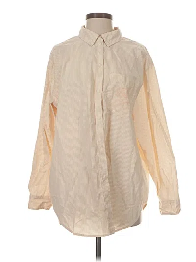 Pre-owned American Eagle Outfitters Long Sleeve Button Down Shirt In Ivory