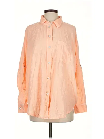 Pre-owned American Eagle Outfitters Long Sleeve Button Down Shirt In Orange