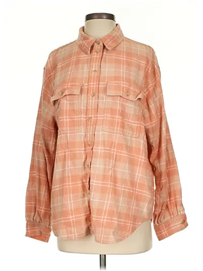 Pre-owned American Eagle Outfitters Long Sleeve Button Down Shirt In Orange