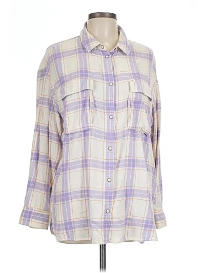 Pre-owned American Eagle Outfitters Long Sleeve Button Down Shirt In Purple