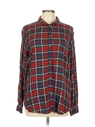 Pre-owned American Eagle Outfitters Long Sleeve Button Down Shirt In Red