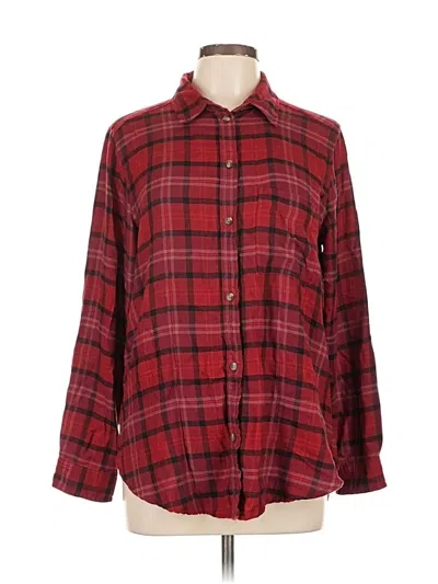 Pre-owned American Eagle Outfitters Long Sleeve Button Down Shirt In Red