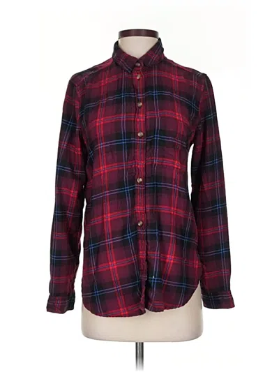 Pre-owned American Eagle Outfitters Long Sleeve Button Down Shirt In Red