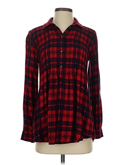 Pre-owned American Eagle Outfitters Long Sleeve Button Down Shirt In Red