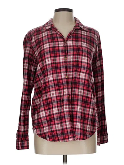 Pre-owned American Eagle Outfitters Long Sleeve Button Down Shirt In Red