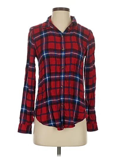 Pre-owned American Eagle Outfitters Long Sleeve Button Down Shirt In Red