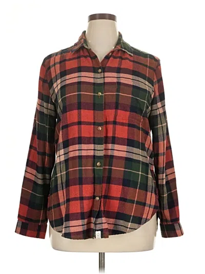 Pre-owned American Eagle Outfitters Long Sleeve Button Down Shirt In Red