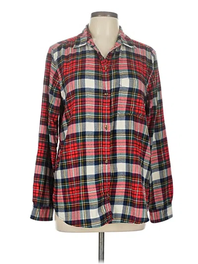 Pre-owned American Eagle Outfitters Long Sleeve Button Down Shirt In Red