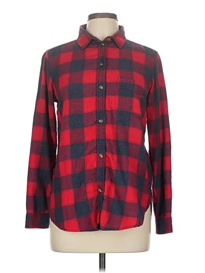 Pre-owned American Eagle Outfitters Long Sleeve Button Down Shirt In Red