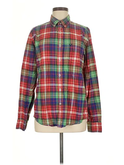 Pre-owned American Eagle Outfitters Long Sleeve Button Down Shirt In Red