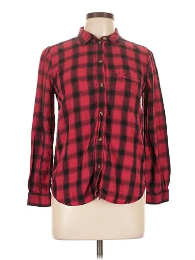 Pre-owned American Eagle Outfitters Long Sleeve Button Down Shirt In Red