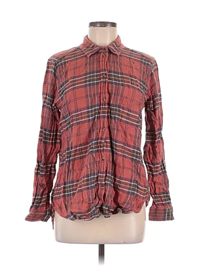Pre-owned American Eagle Outfitters Long Sleeve Button Down Shirt In Red