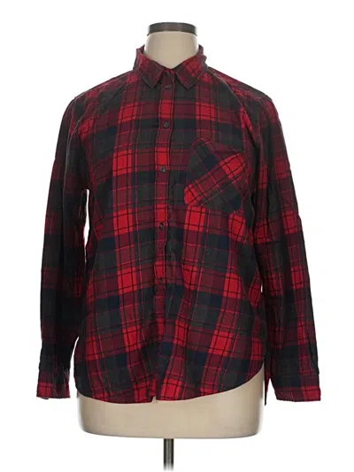 Pre-owned American Eagle Outfitters Long Sleeve Button Down Shirt In Red