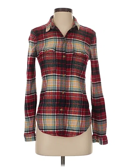 Pre-owned American Eagle Outfitters Long Sleeve Button Down Shirt In Red