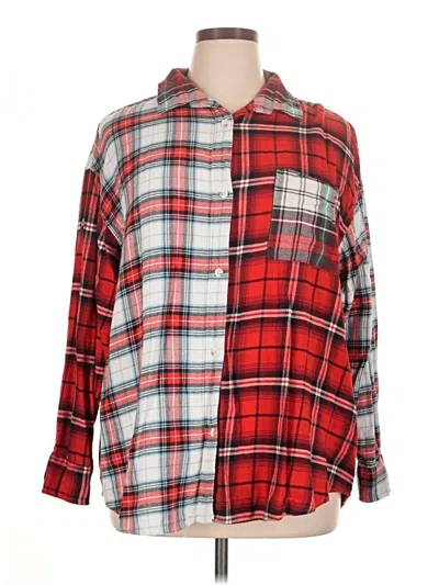 Pre-owned American Eagle Outfitters Long Sleeve Button Down Shirt In Red