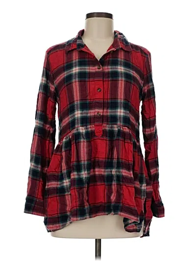 Pre-owned American Eagle Outfitters Long Sleeve Button Down Shirt In Red