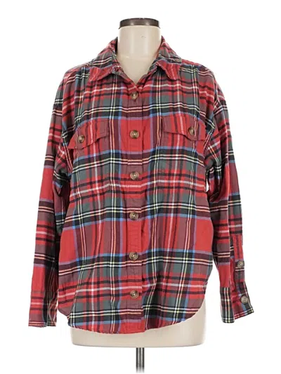 Pre-owned American Eagle Outfitters Long Sleeve Button Down Shirt In Red