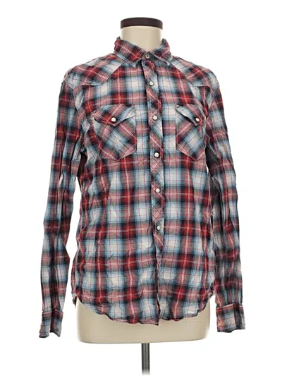 Pre-owned American Eagle Outfitters Long Sleeve Button Down Shirt In Red