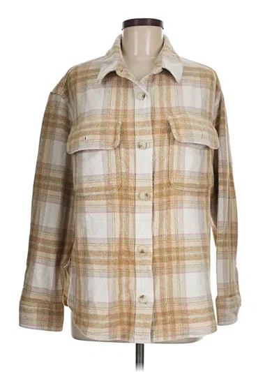 Pre-owned American Eagle Outfitters Long Sleeve Button Down Shirt In Tan