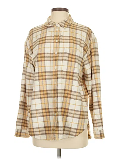 Pre-owned American Eagle Outfitters Long Sleeve Button Down Shirt In Tan