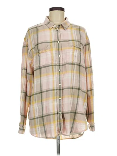 Pre-owned American Eagle Outfitters Long Sleeve Button Down Shirt In Tan