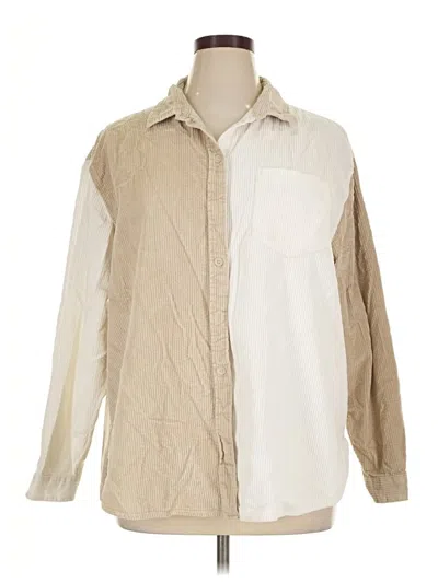Pre-owned American Eagle Outfitters Long Sleeve Button Down Shirt In Tan
