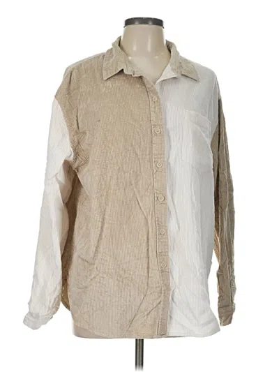 Pre-owned American Eagle Outfitters Long Sleeve Button Down Shirt In Tan