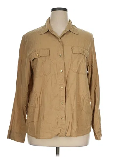 Pre-owned American Eagle Outfitters Long Sleeve Button Down Shirt In Tan