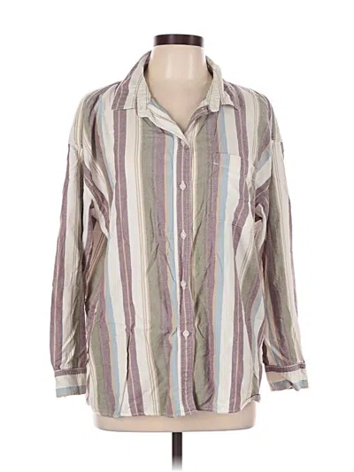Pre-owned American Eagle Outfitters Long Sleeve Button Down Shirt In Tan