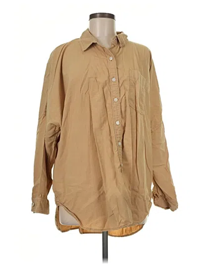 Pre-owned American Eagle Outfitters Long Sleeve Button Down Shirt In Tan