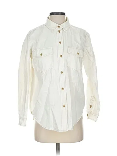 Pre-owned American Eagle Outfitters Long Sleeve Button Down Shirt In White