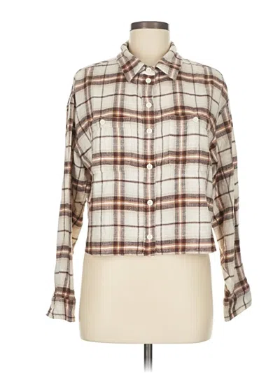 Pre-owned American Eagle Outfitters Long Sleeve Button Down Shirt In White