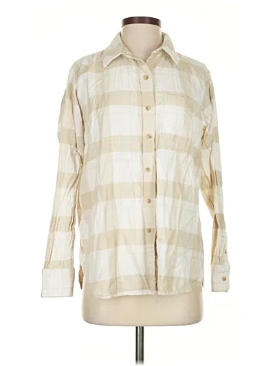 Pre-owned American Eagle Outfitters Long Sleeve Button Down Shirt In White