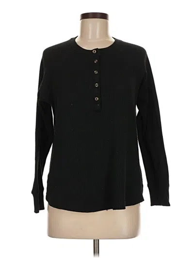 Pre-owned American Eagle Outfitters Long Sleeve Henley Shirt In Black