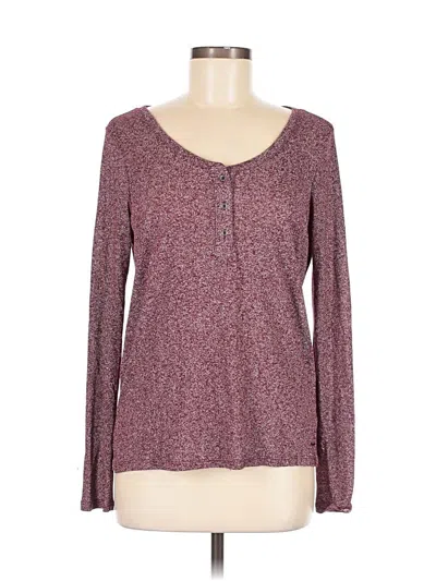 Pre-owned American Eagle Outfitters Long Sleeve Henley Shirt In Burgundy