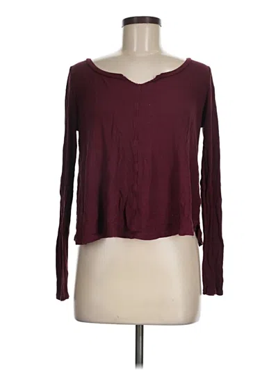 Pre-owned American Eagle Outfitters Long Sleeve Henley Shirt In Burgundy