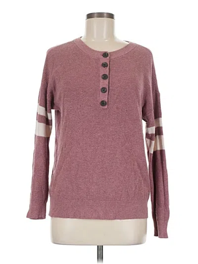 Pre-owned American Eagle Outfitters Long Sleeve Henley Shirt In Burgundy