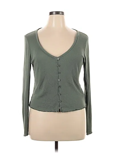 Pre-owned American Eagle Outfitters Long Sleeve Henley Shirt In Green