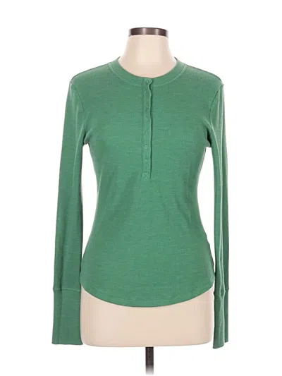 Pre-owned American Eagle Outfitters Long Sleeve Henley Shirt In Green